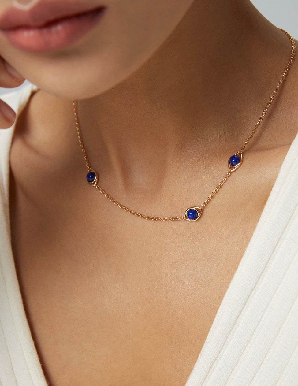Udjat Necklace  Midnight Lapis| Tiger gaze