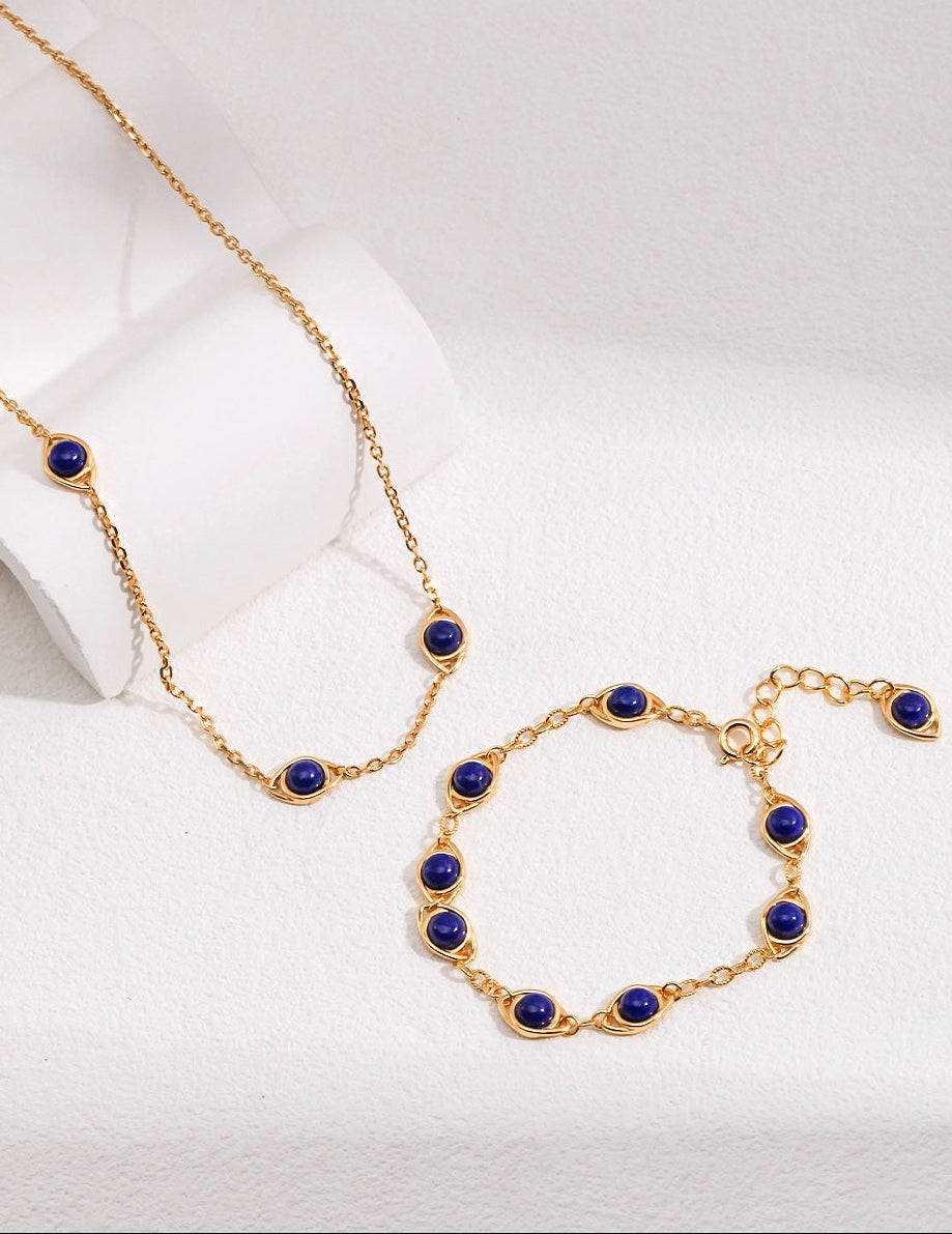 Udjat Necklace  Midnight Lapis| Tiger gaze