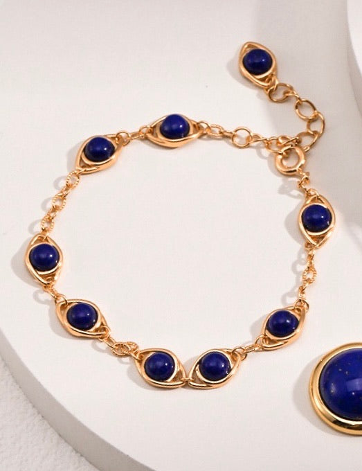 Udjat Bracelet  Midnight Lapis| Tiger gaze