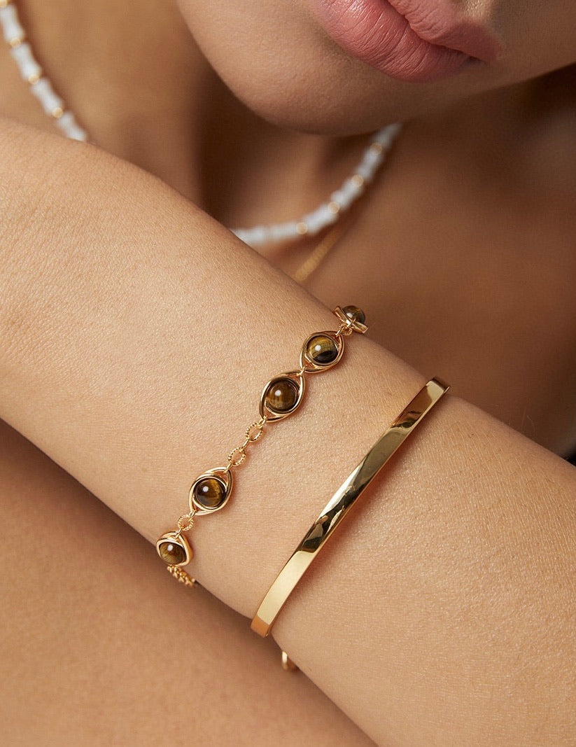 Udjat Bracelet  Midnight Lapis| Tiger gaze