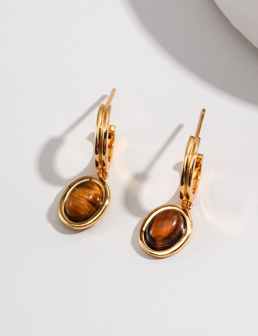 Tiger's Eye Drop Earrings