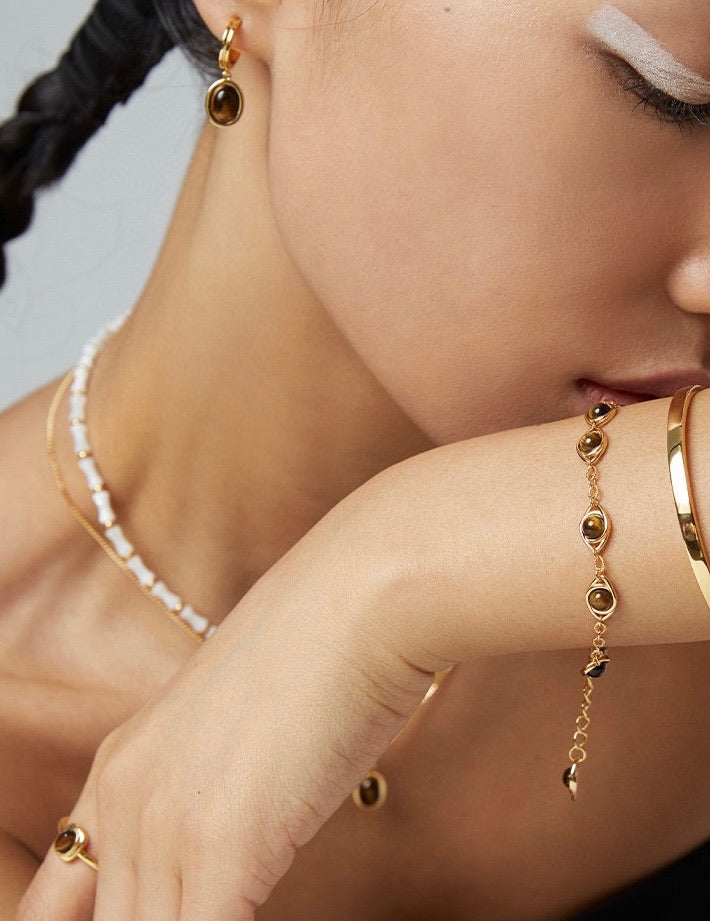 Tiger's Eye Drop Earrings