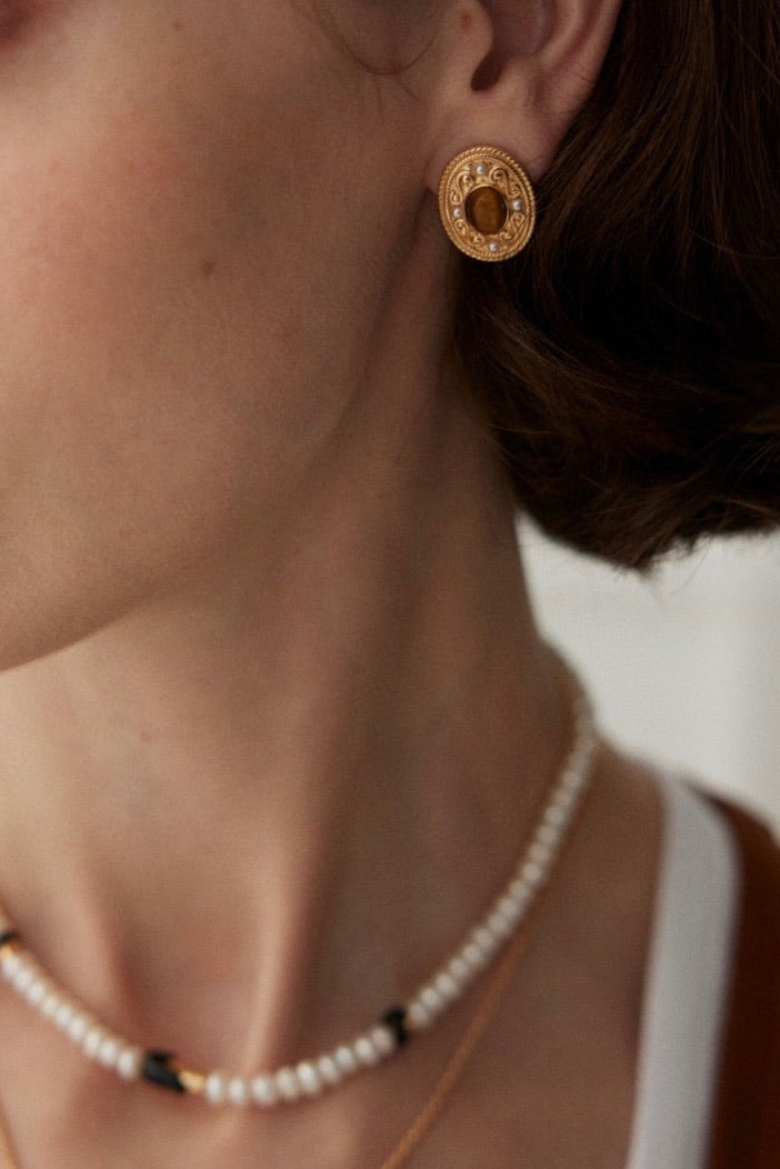 Inanna Flame Tiger's Eye Earrings