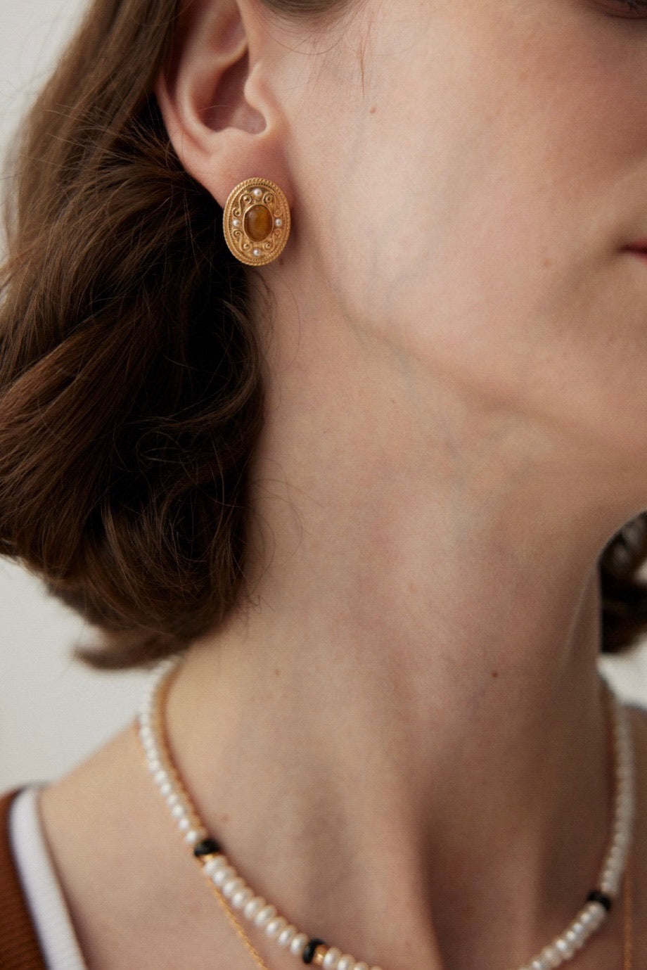 Inanna Flame Tiger's Eye Earrings