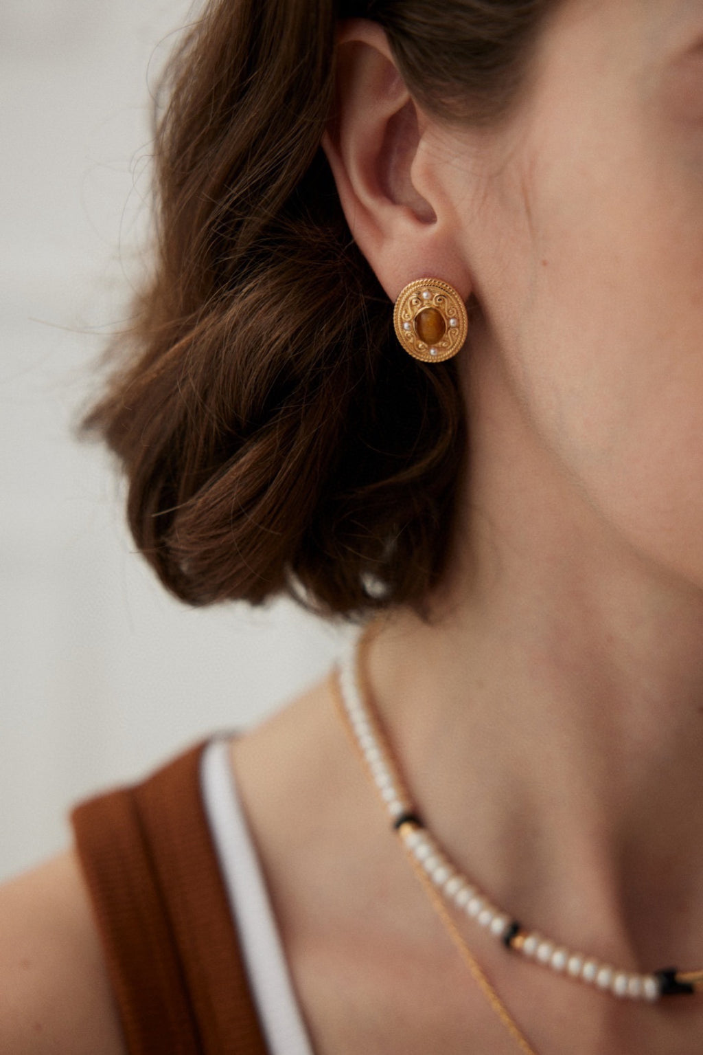 Inanna Flame Tiger's Eye Earrings
