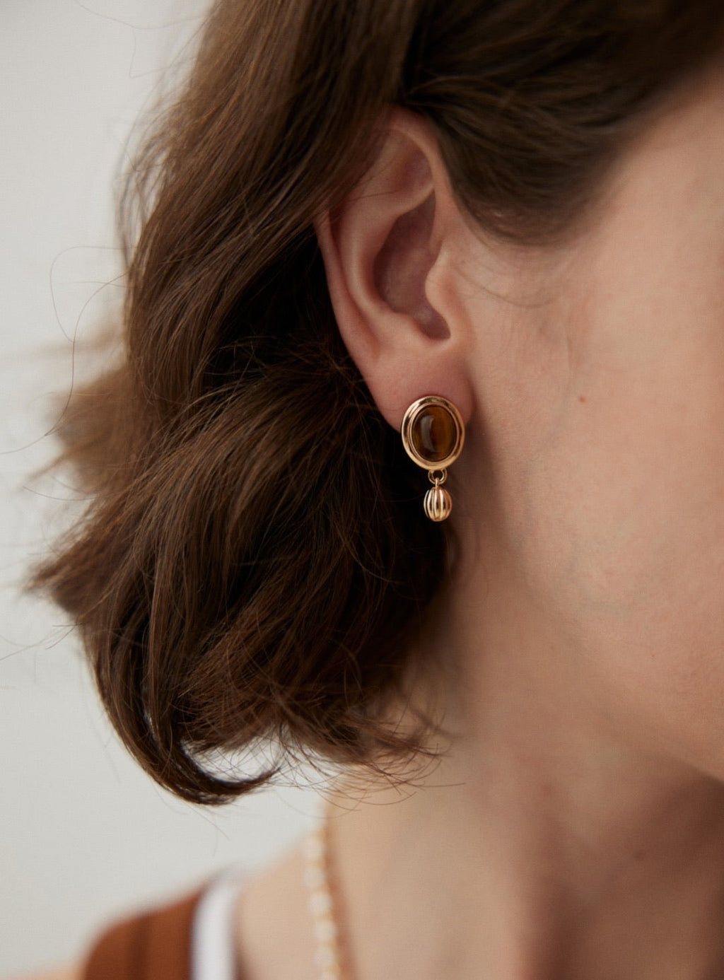 Amber Bell Tiger's Eye Earrings