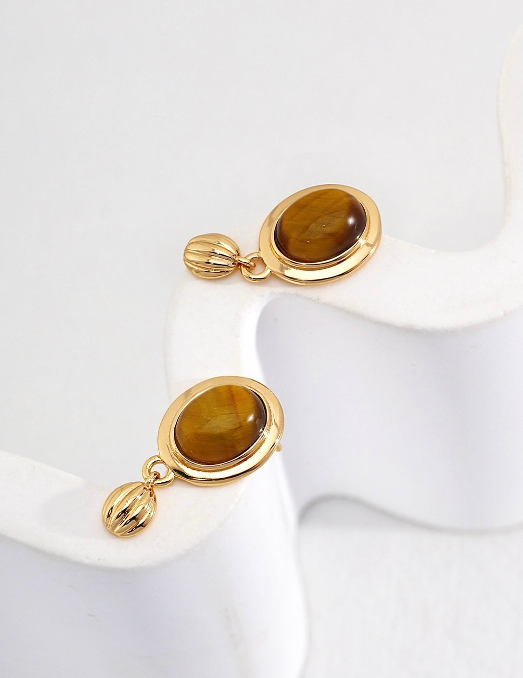 Amber Bell Tiger's Eye Earrings