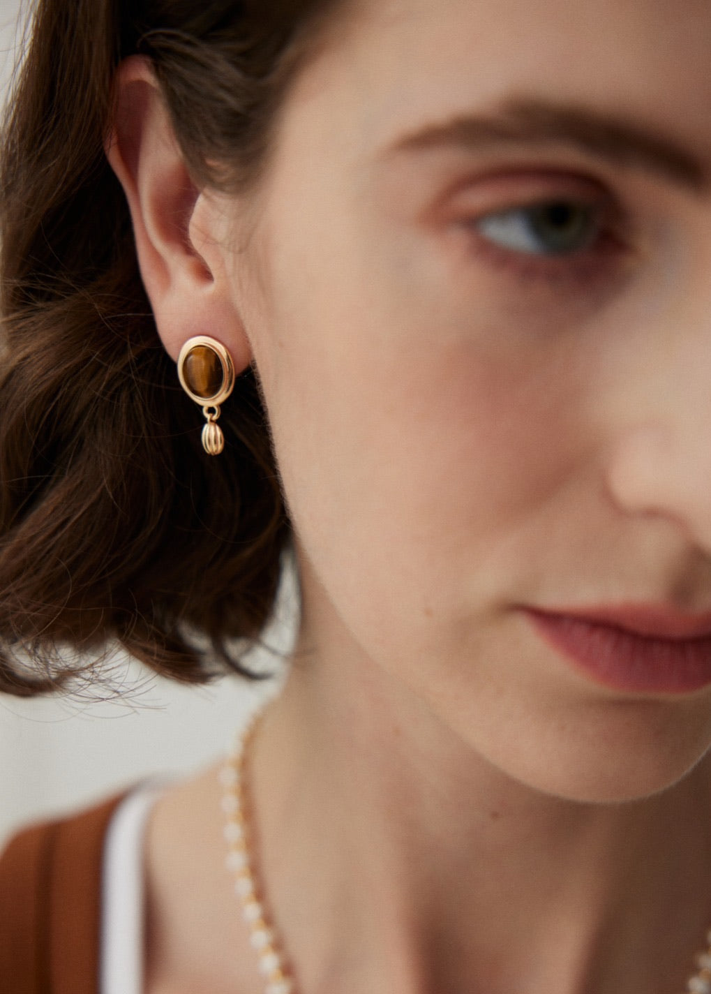 Amber Bell Tiger's Eye Earrings