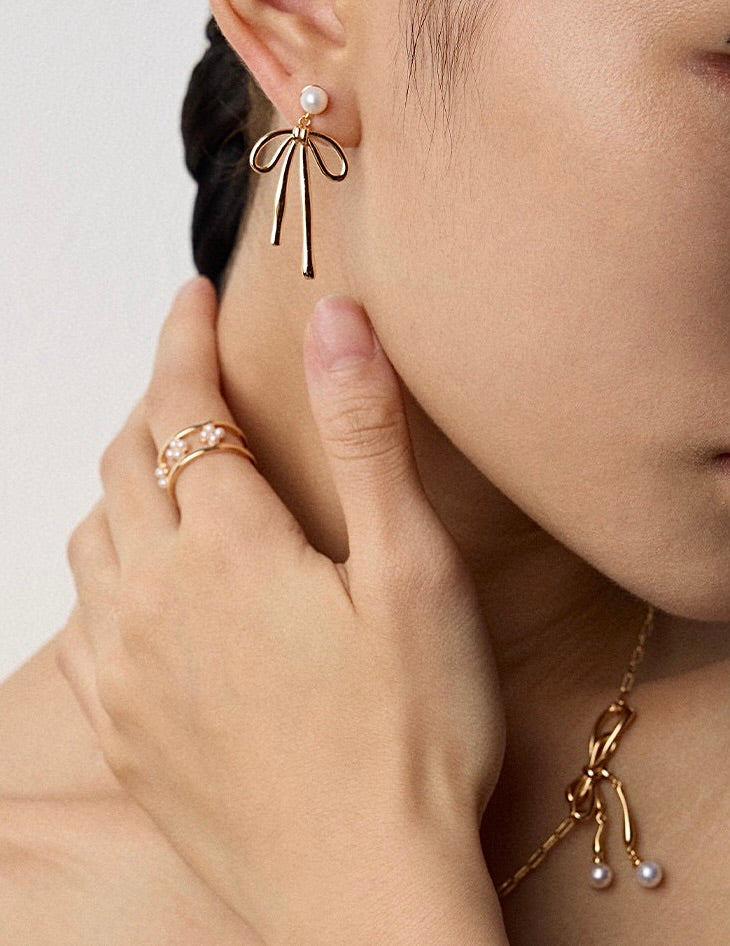 Pearl Tie Earrings