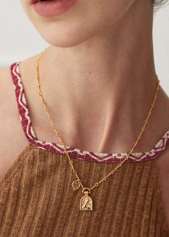 Swallow & Heart Necklace