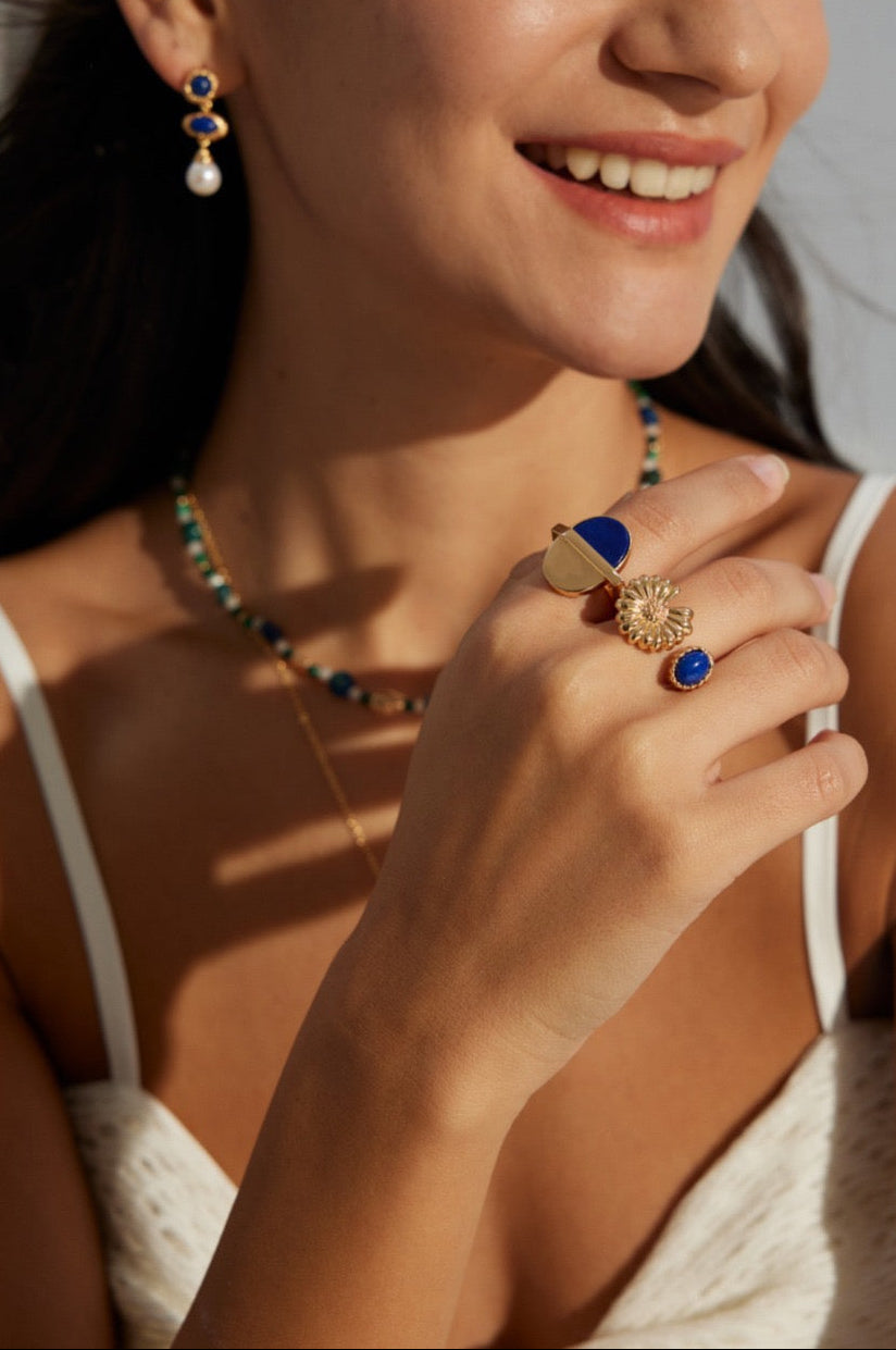 Indigo Daisy Ring