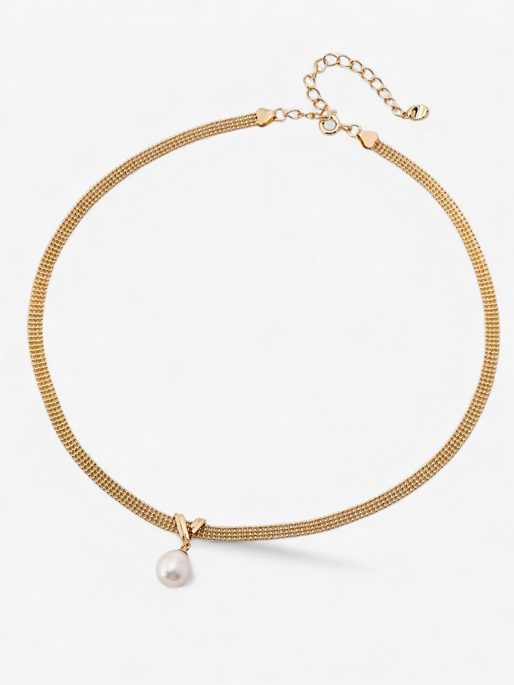 Silken Steel Pearl Drop Necklace