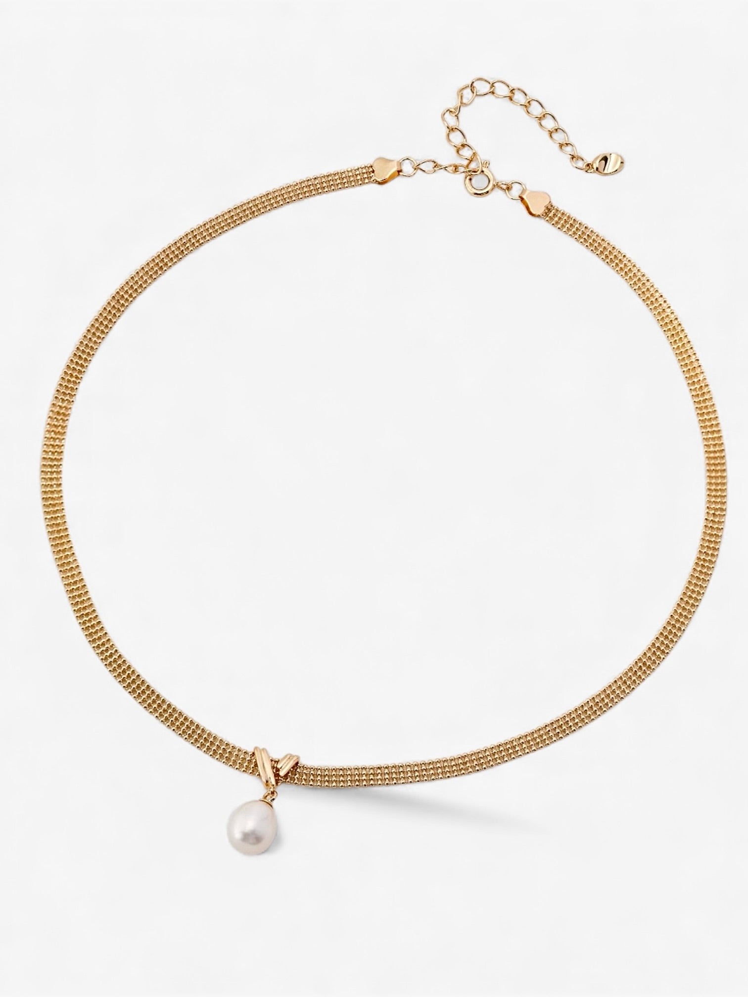 Silken Steel Pearl Drop Necklace