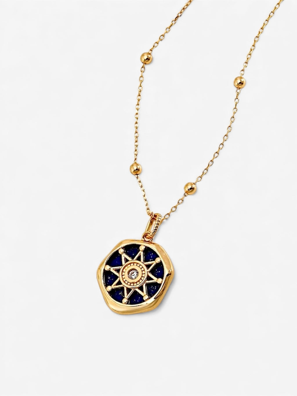 Lapis Compass Pendant Necklace