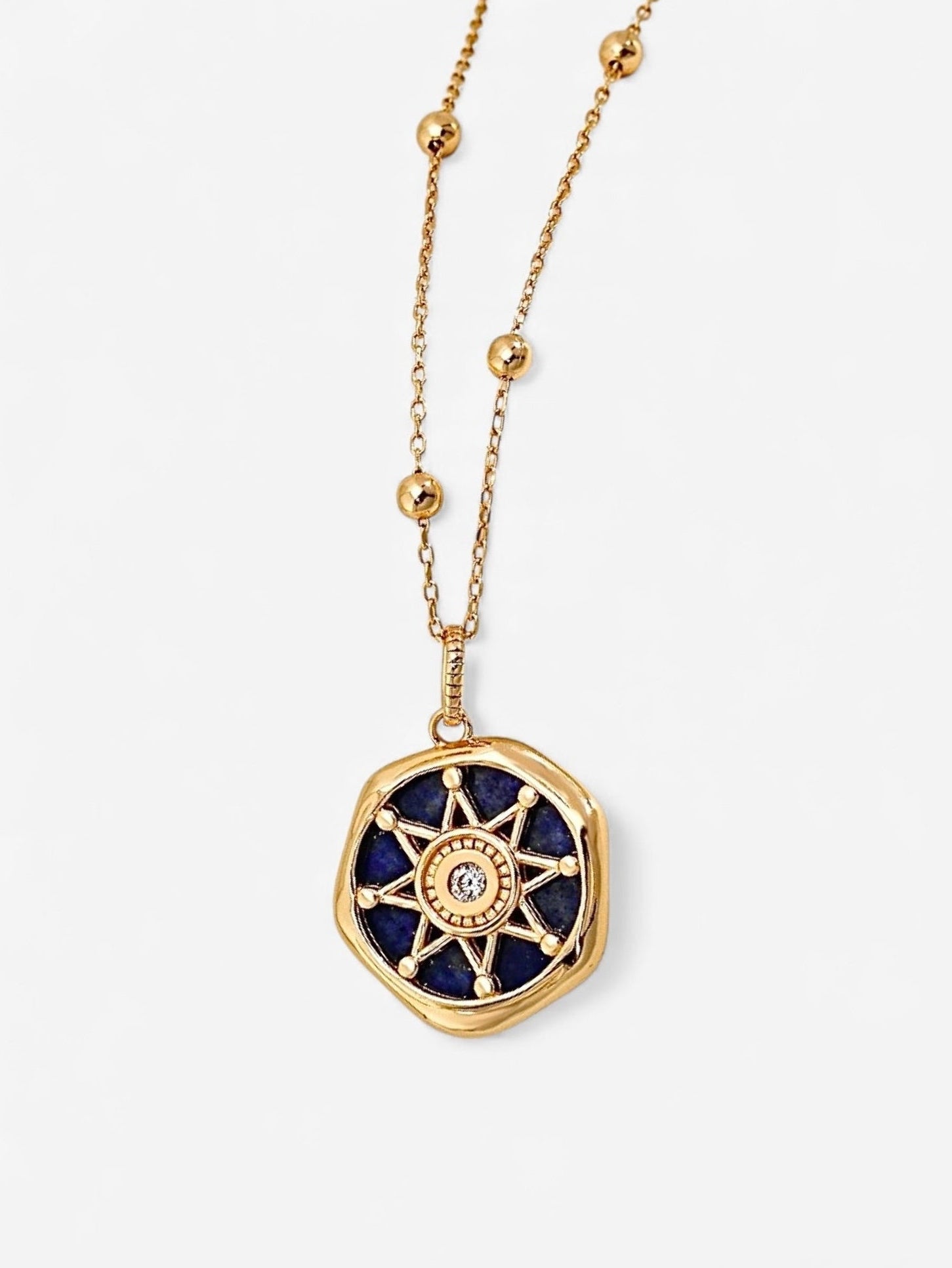 Lapis Compass Pendant Necklace