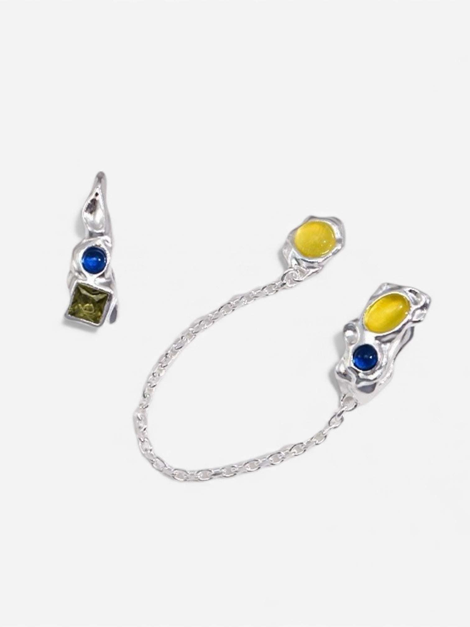Melted Gem Chain Earrings