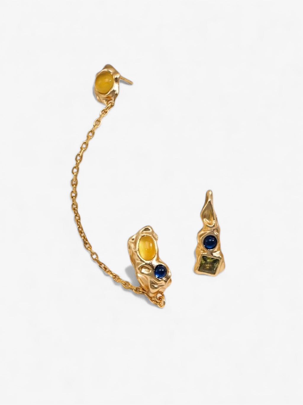 Melted Gem Chain Earrings